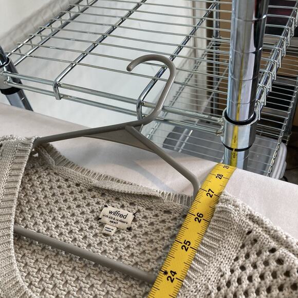 Wilfred Women's Beige Open Knit 3/4 Sleeve Sweater Size S Silk Cashmere Blend - Picture 3 of 10